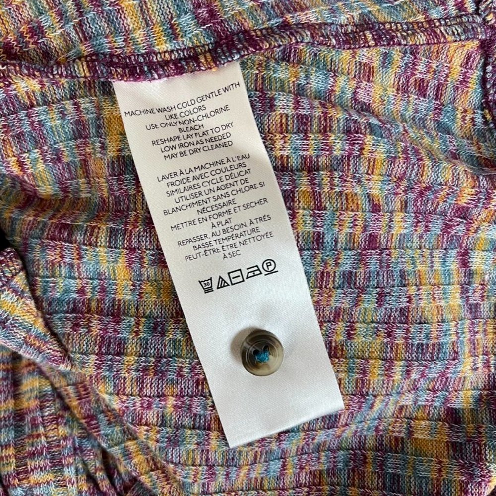 Anthropologie Puff-Sleeved Knit Henley Top Women S NWT Stretch Scoop Neck Purple - Picture 8 of 11